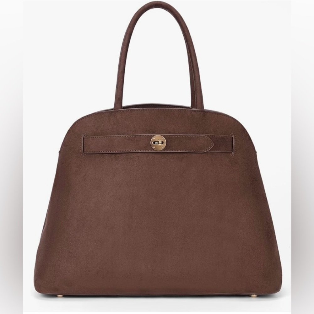 Brown faux suede work bag